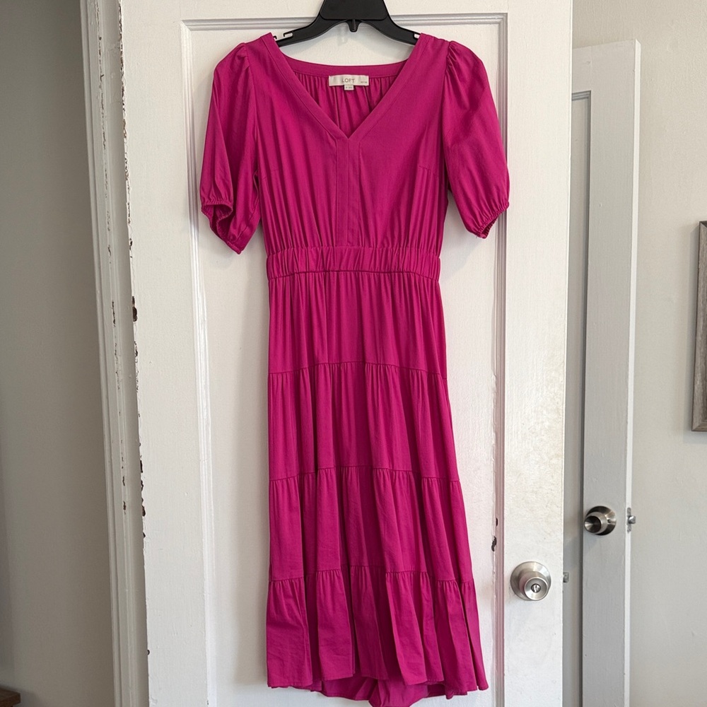 Loft Hot Pink Tiered Dress Size:SP
